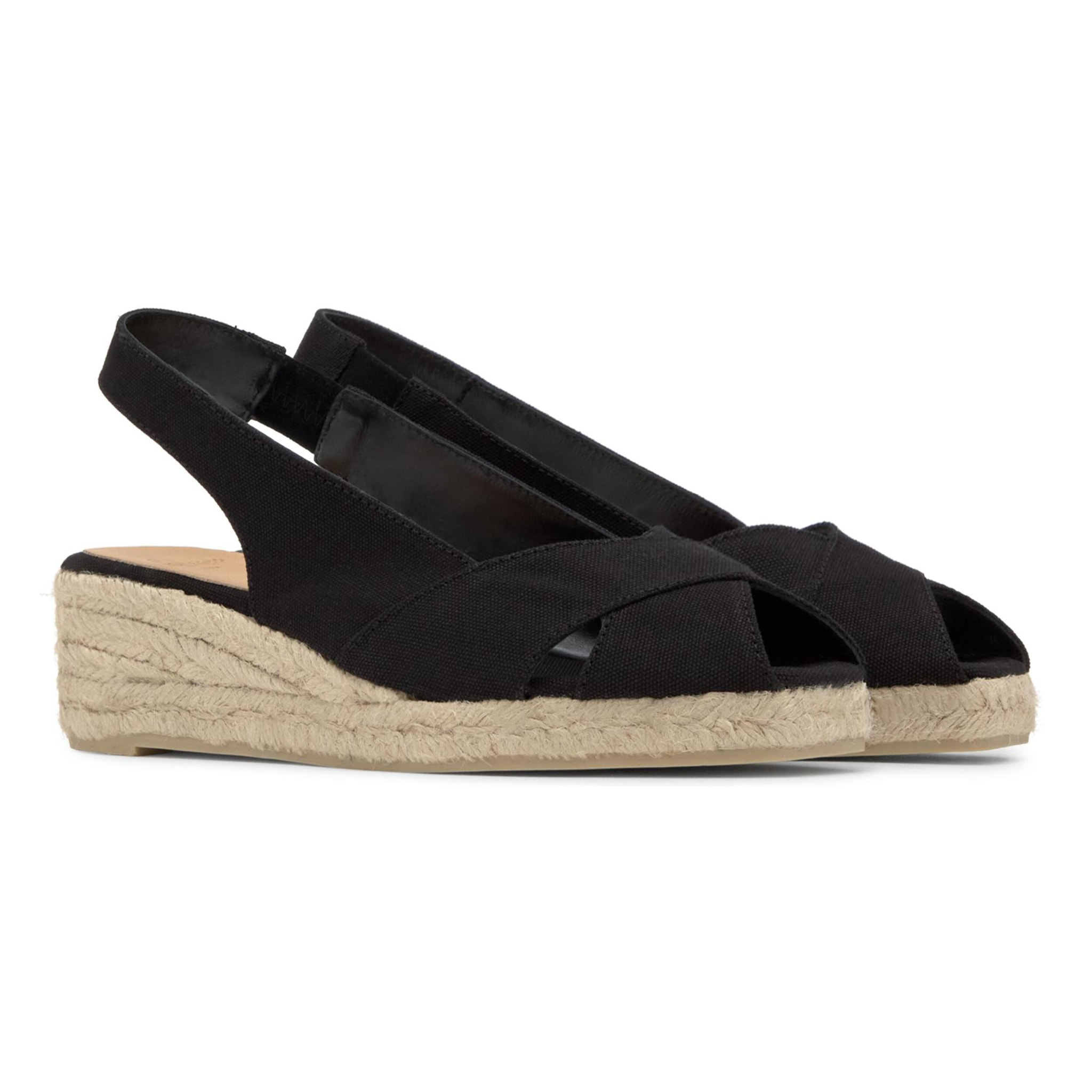 Alpargatas de cuña de mujer destalonadas Diana estilo peep-toe en algodón orgánico