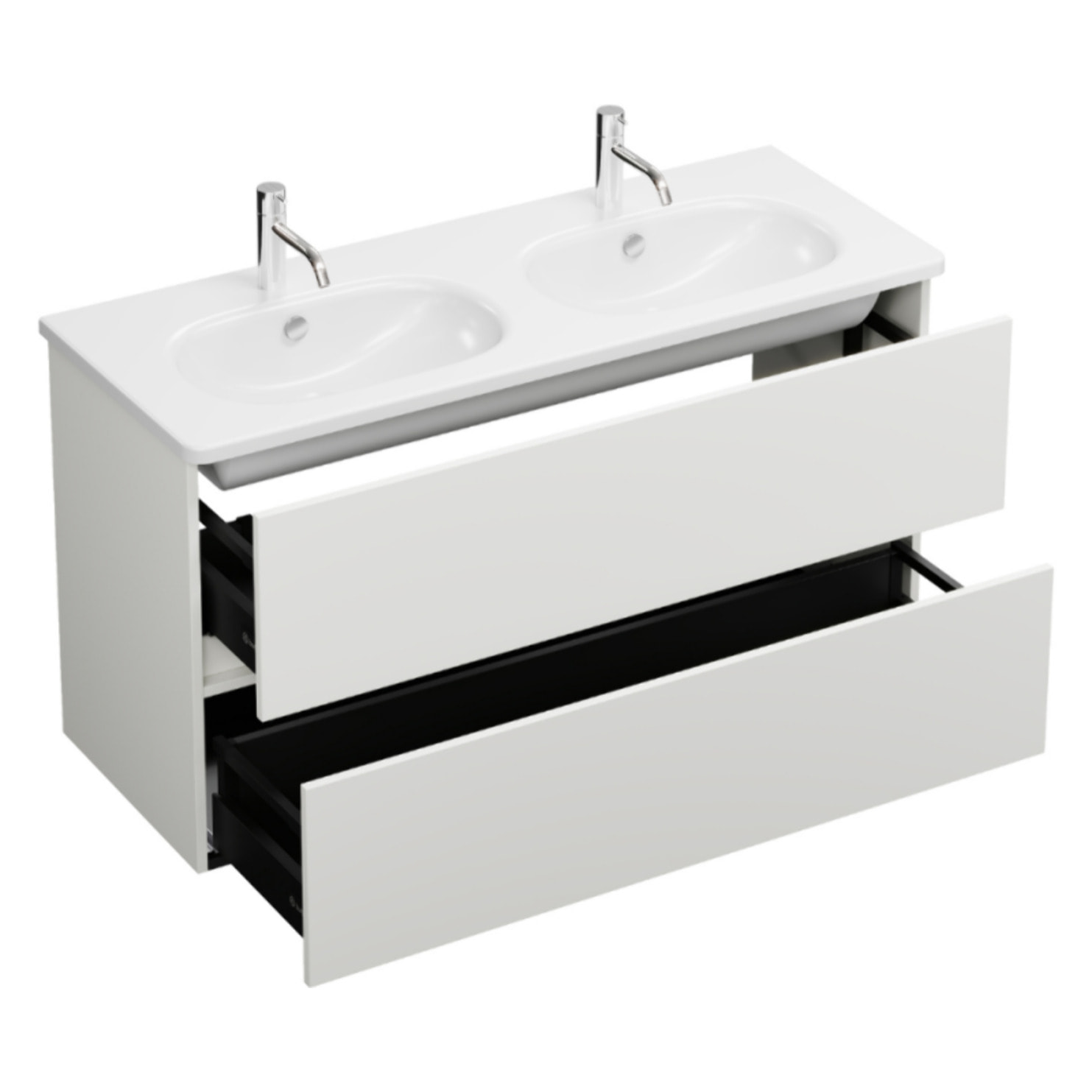 Meuble de salle de bain double vasque 120 cm blanc mat BURGBAD Joline