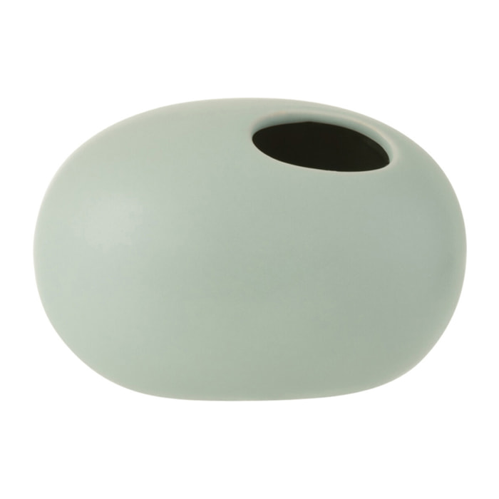 J-Line Vase Ovale Ceramique Vert Pastel Small