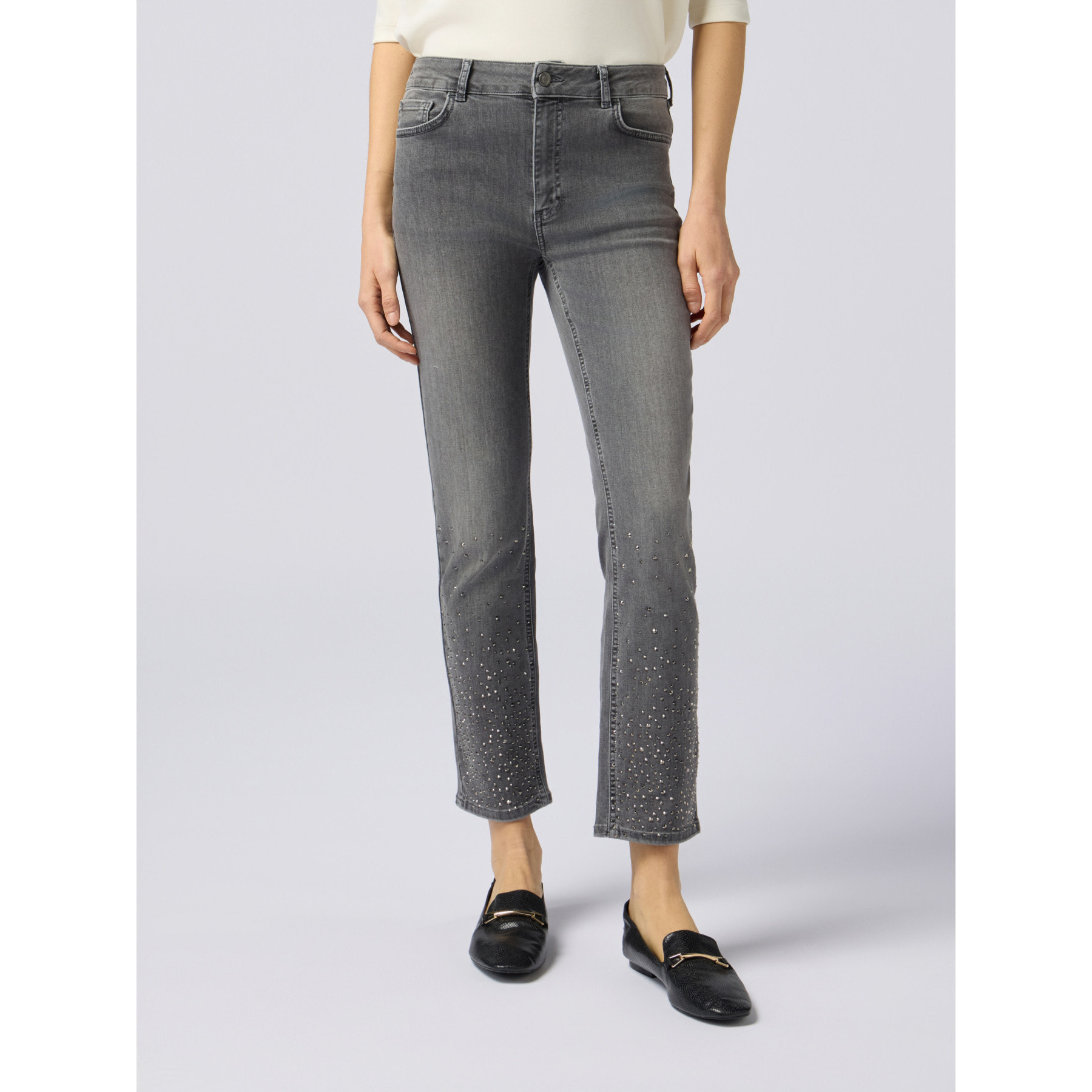 Oltre - Jeans regular con borchie decorative - Grigio