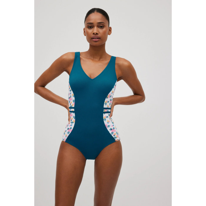 Costume da bagno snellente floreale in micropique