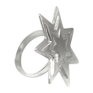 Anillo estrella relieve plata chapado 10µ latón. Diseño Gloria Mago