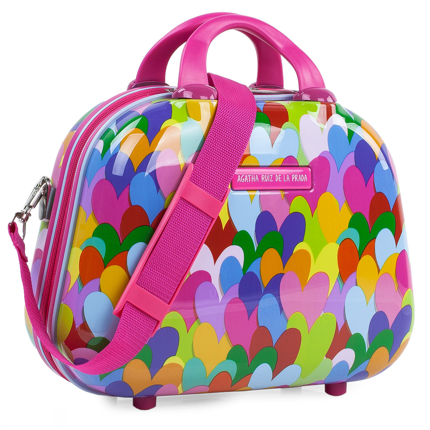 Maleta Cabina Y Neceser Agatha Ruiz De La Prada Corazones Fucsia