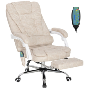 Fauteuil de bureau direction massant chauffant hauteur réglable dossier inclinable tissu beige