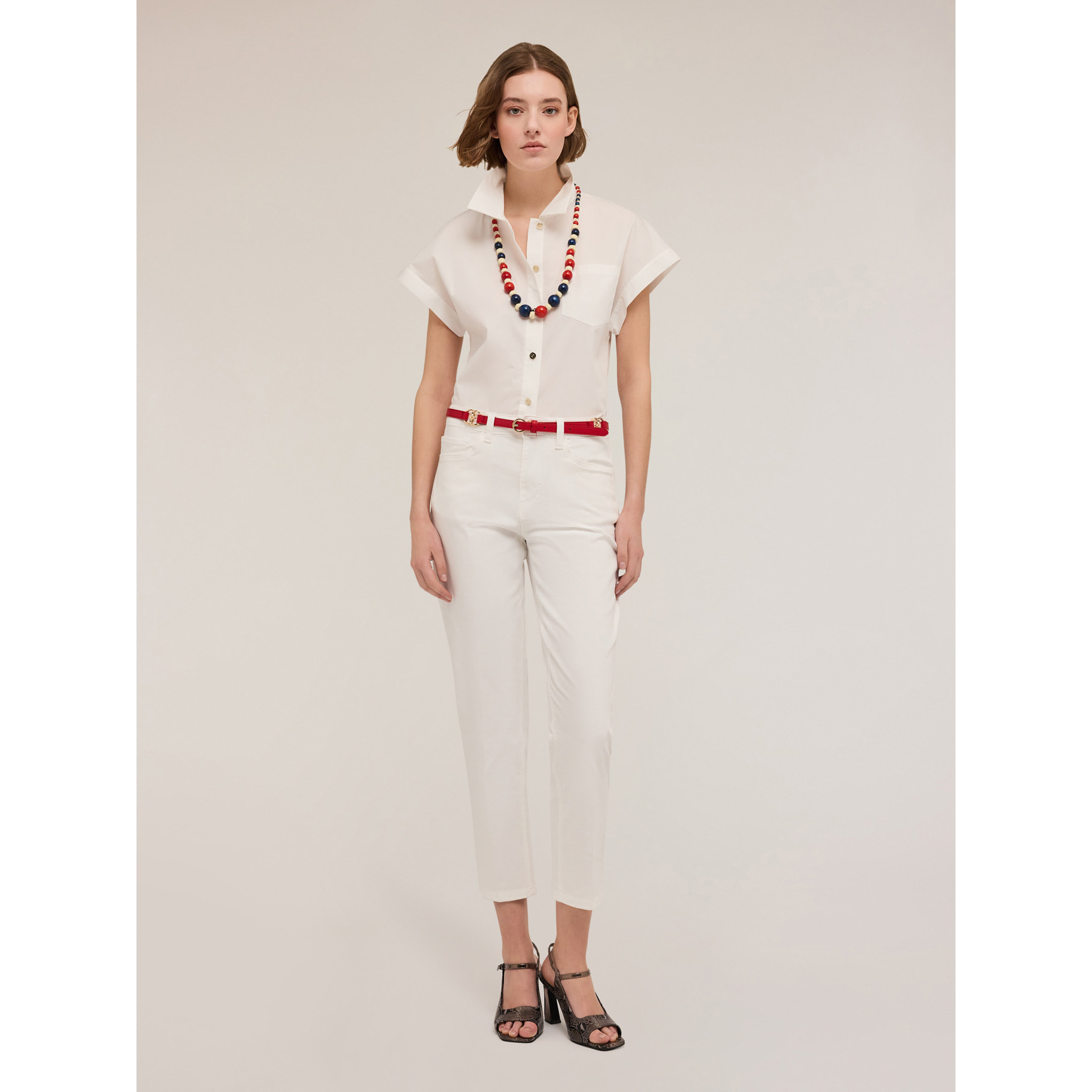 Motivi - Pantalón modelo carrot Rianne de algodón - Blanco