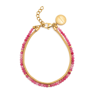 Pulsera Cleopatra Pink Acero Baño Oro