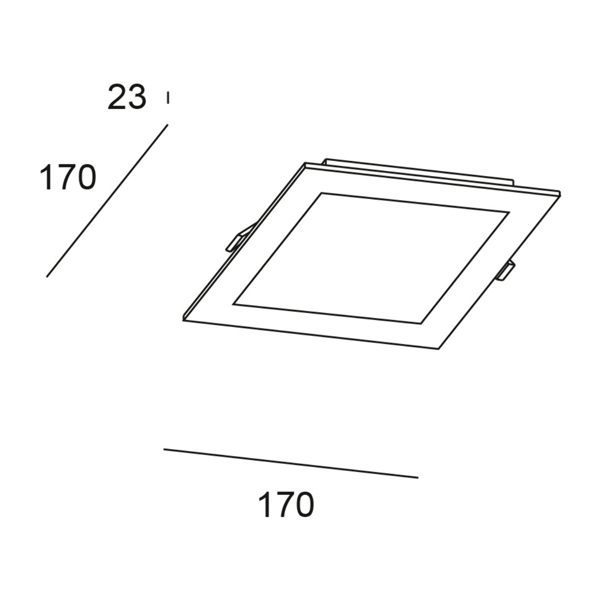 Forlight Downlight Ip23 Easy Square 170Mm Led 10W 3000K Gris 874Lm