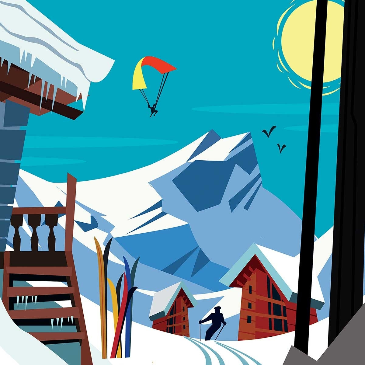 Poster de belle plagne Affiche sous cadre noir