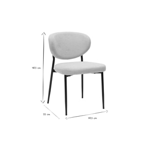 Chaises en tissu effet velours texturé beige et métal noir (lot de 2) BREKA