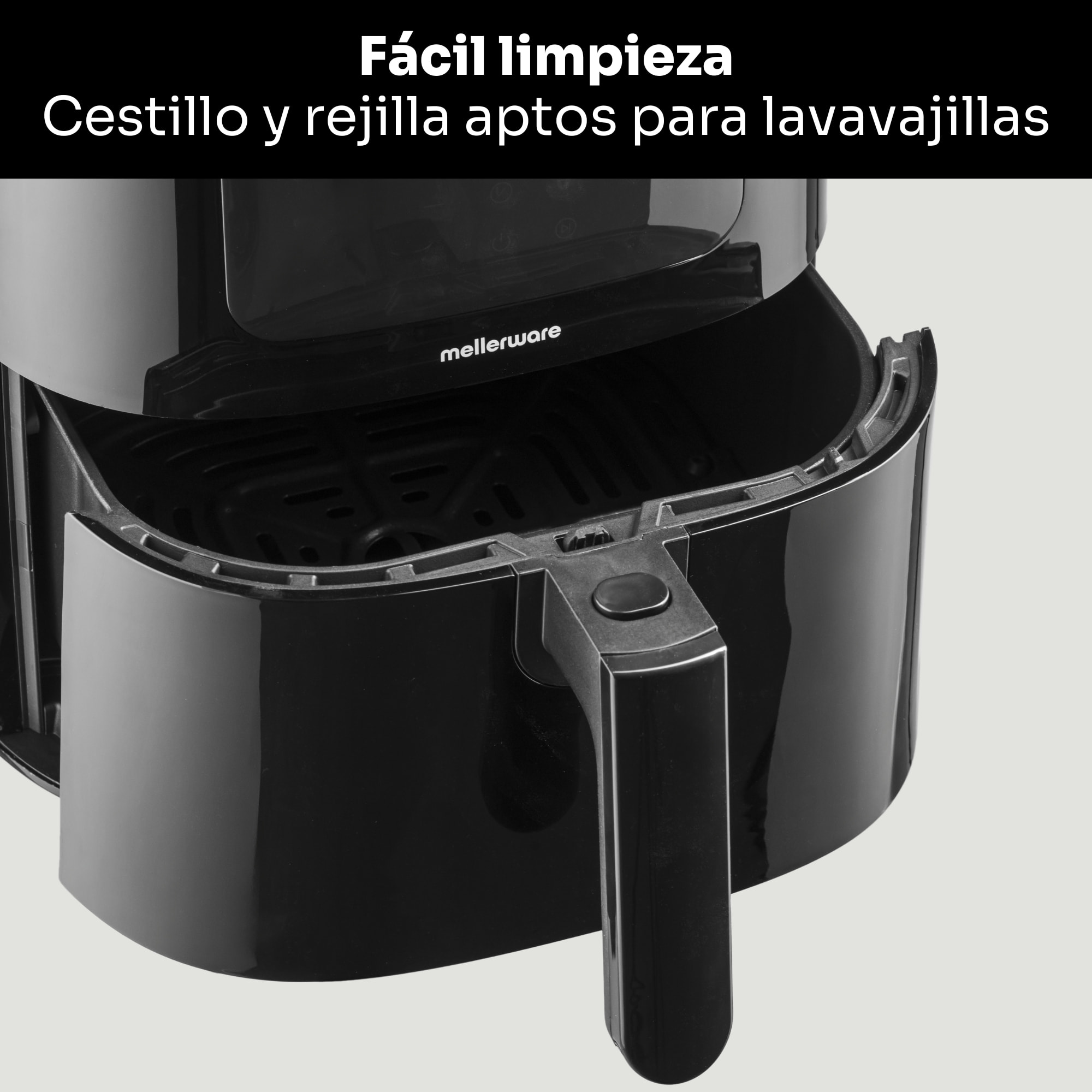 Mellerware - Freidora sin Aceite Crunchy Plus 5.5L | 1500W, 11 Menús, Temporizador y Pantalla Digital | Air Fryer 80-200º