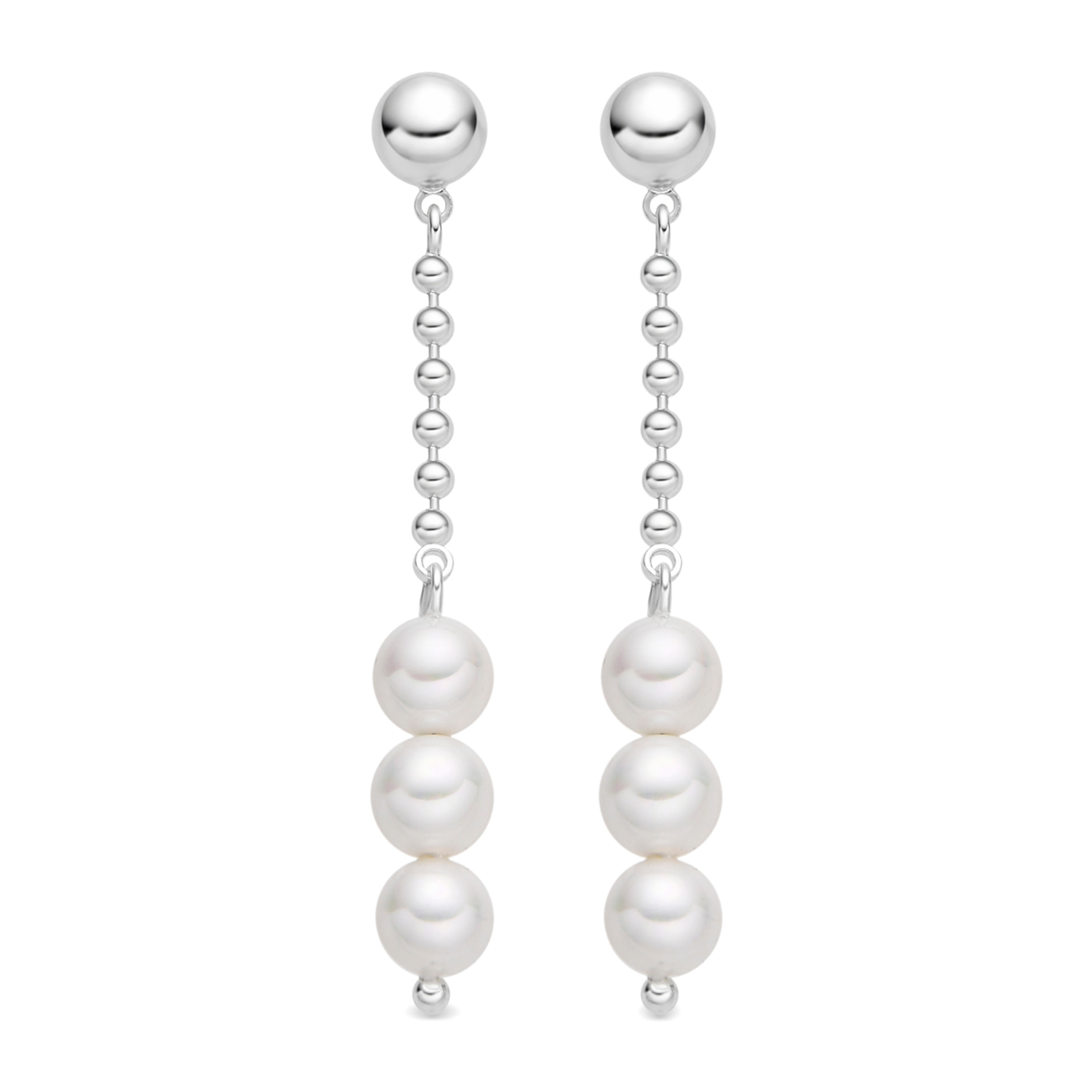 Pendientes con Perla Blanca acabado plata