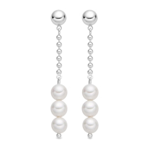 Pendientes con Perla Blanca acabado plata