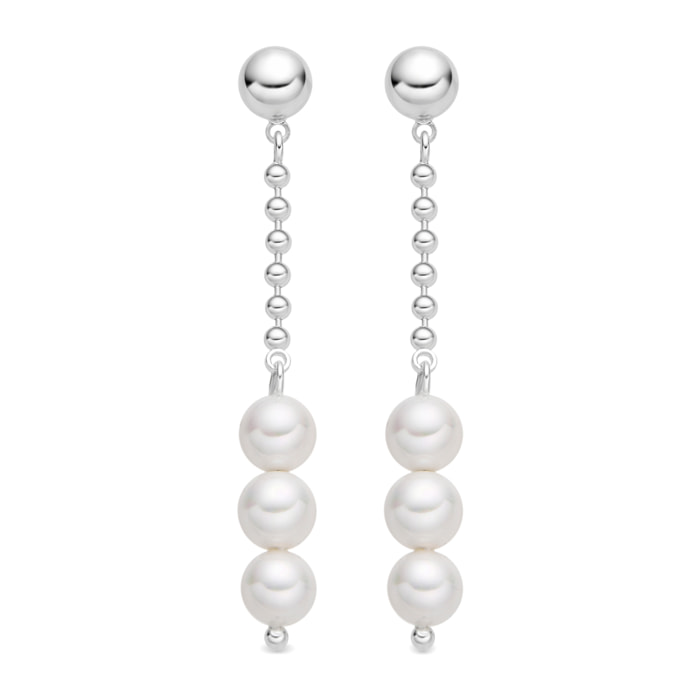 Pendientes con Perla Blanca acabado plata
