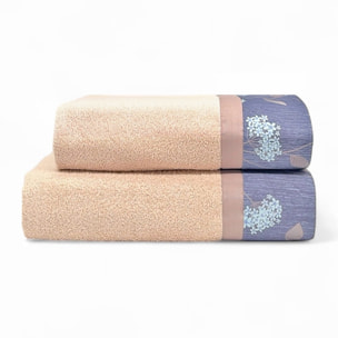 Set Spugna VERBENA 2 Pezzi: Viso+Ospite - Nocciola - 450 gr/m² - Puro Cotone