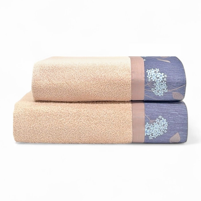 Set Spugna VERBENA 2 Pezzi: Viso+Ospite - Nocciola - 450 gr/m² - Puro Cotone