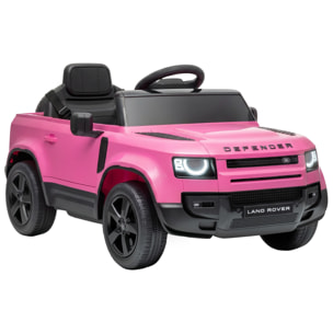 AIYAPLAY Coche Eléctrico SUV para Niños Land Rover Defender Coche de Batería 12 V Mando a Distancia 2,4G Suspensión Arranque Suave 2,7-4,5 km/h Rueda Auxiliar Luces LED Música Claxon 3-5 Años Rosa