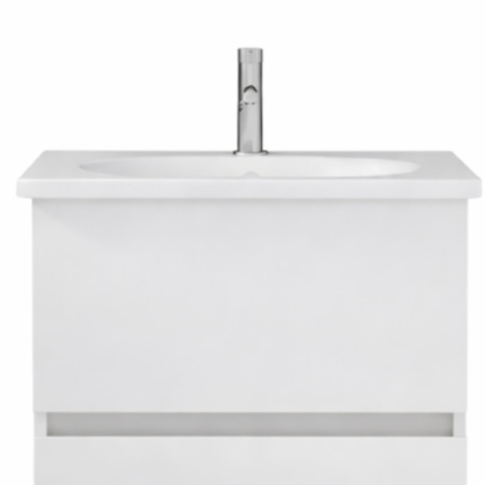 Meuble de salle de bain simple vasque 60 cm BURGBAD Joline blanc mat