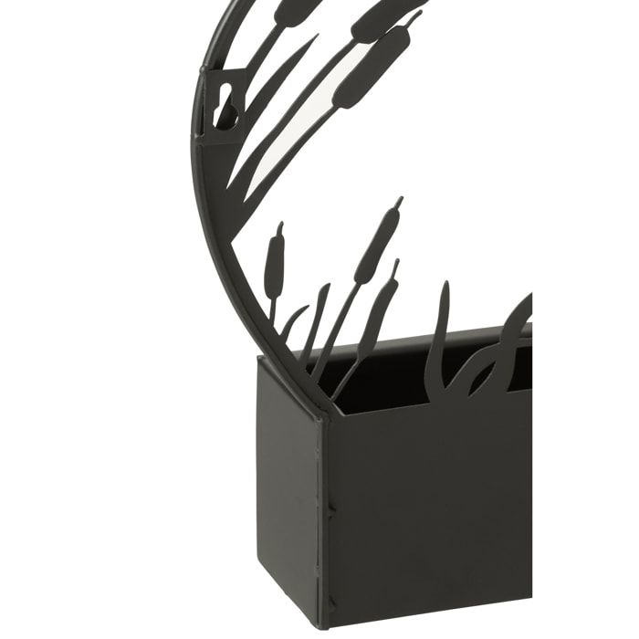 J-Line cache-pot murale  Libellule - métal - noir - Ø 8 cm