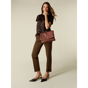 Oltre - Pantaloni in punto milano pied de poule - Marrone