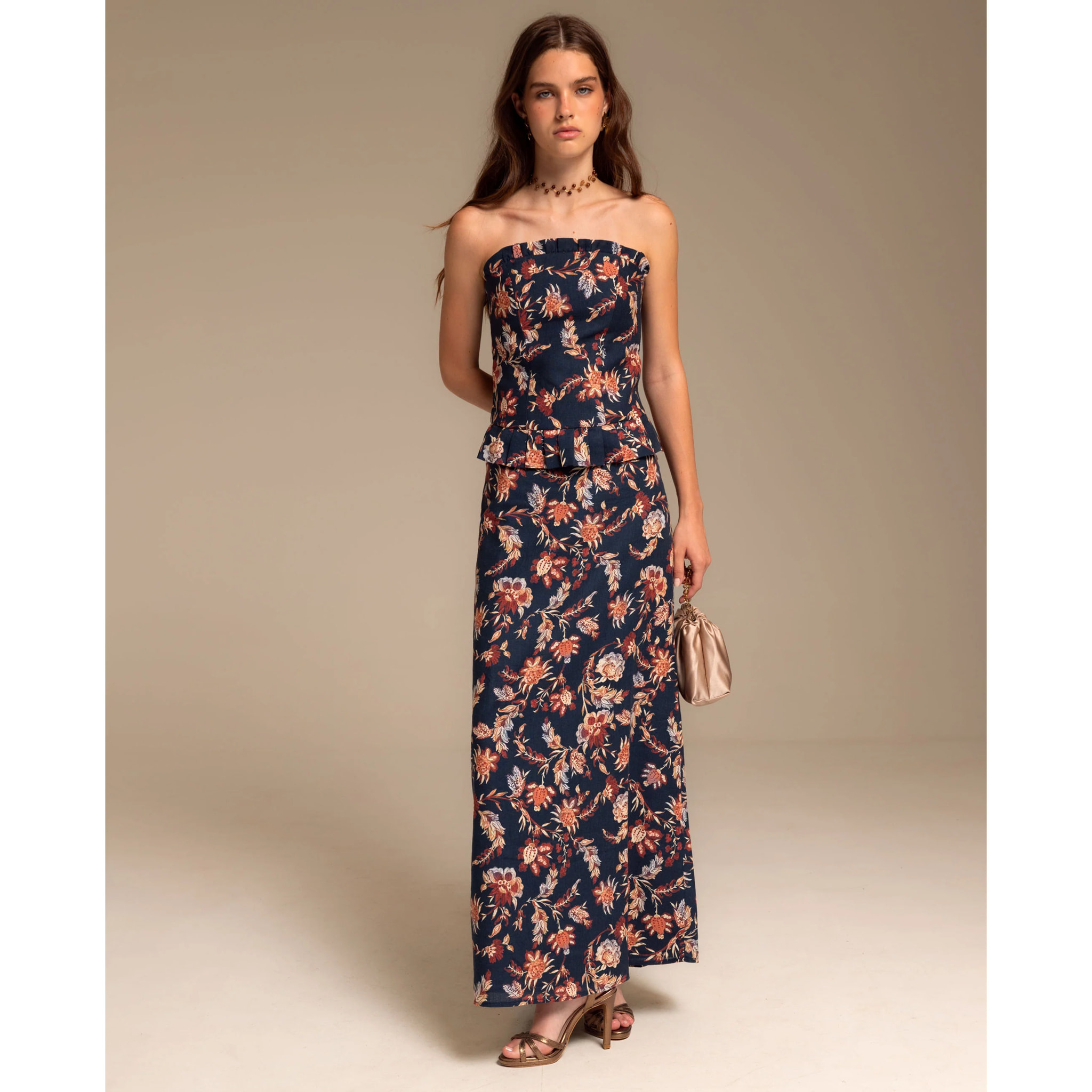 Falda midi con estampado