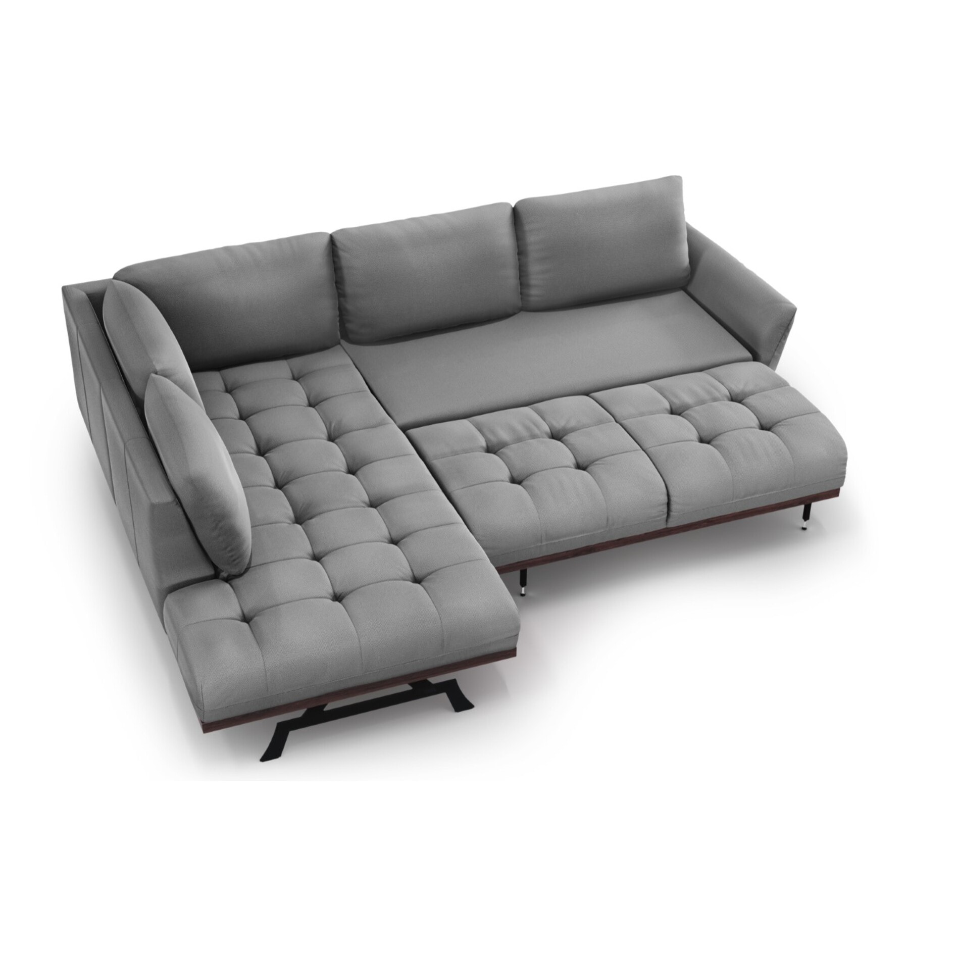 Canapé d'angle gauche convertible "Olivier" 5 places en tissu structurel gris