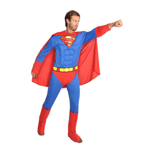 Costume Superman Classic Muscoli Pettorali Imbottiti Dc Comics Adulto