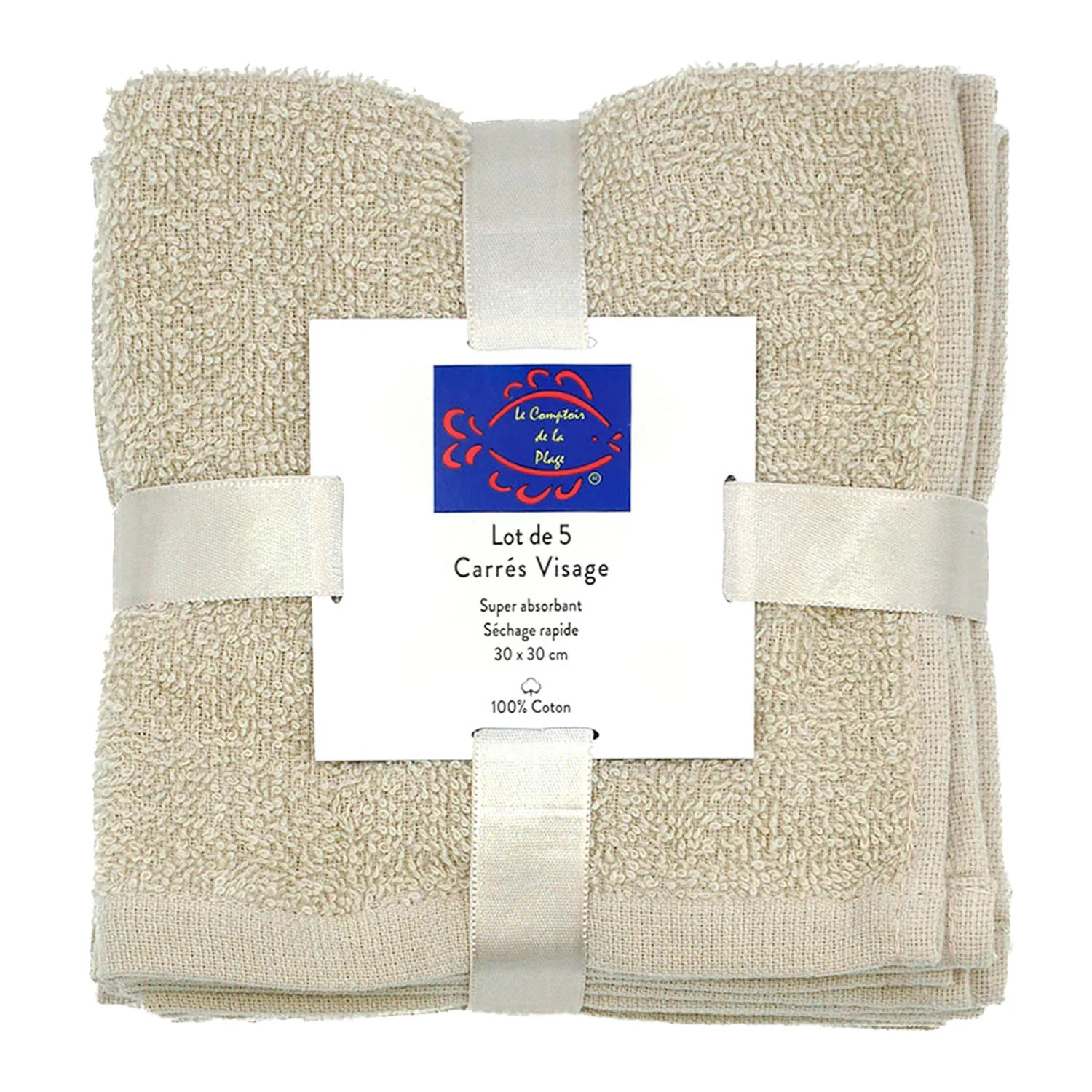 Lot de 5 carrés visage 30x30cm - Beige