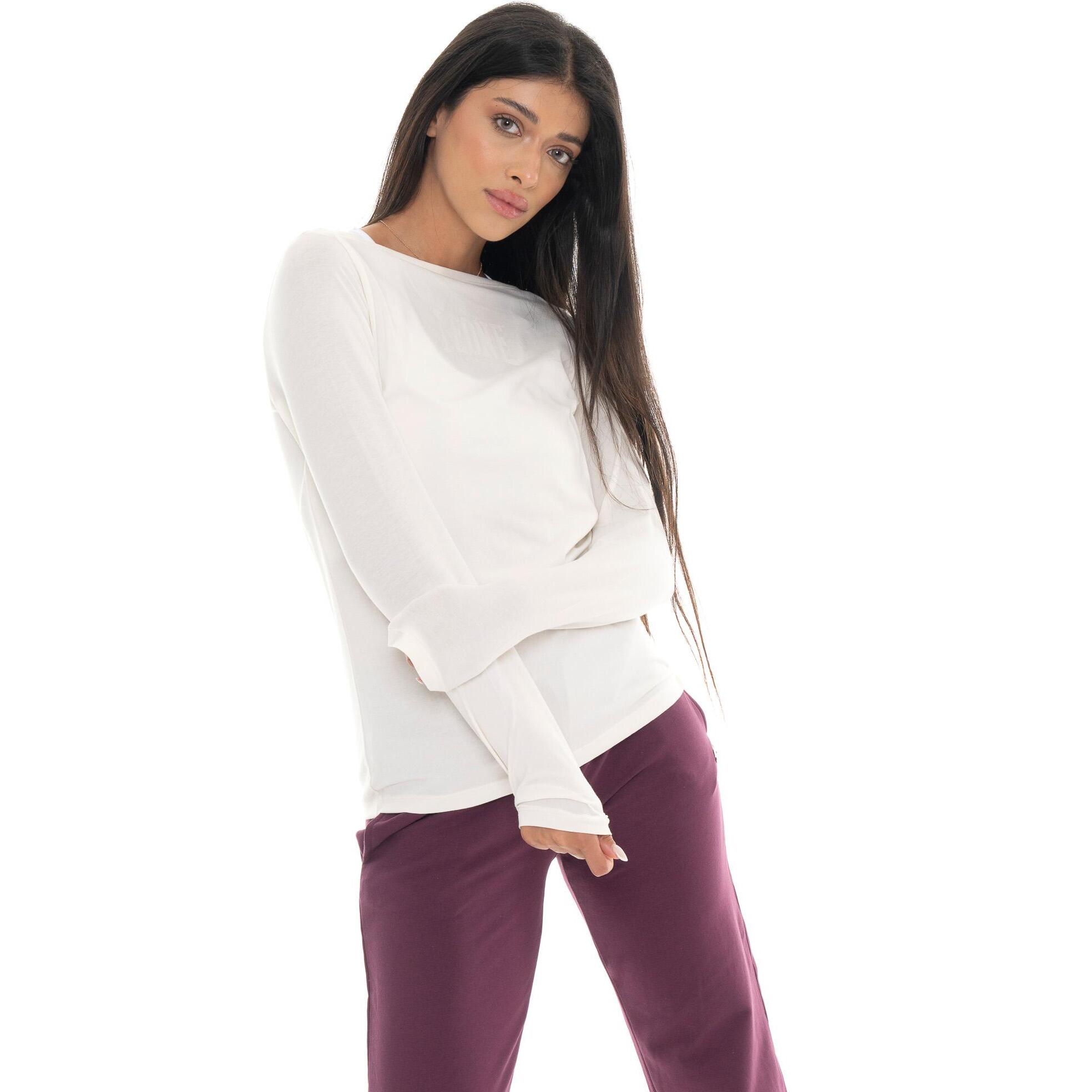 T-shirt donna a manica lunga con stampa Leone 1947 Never Without