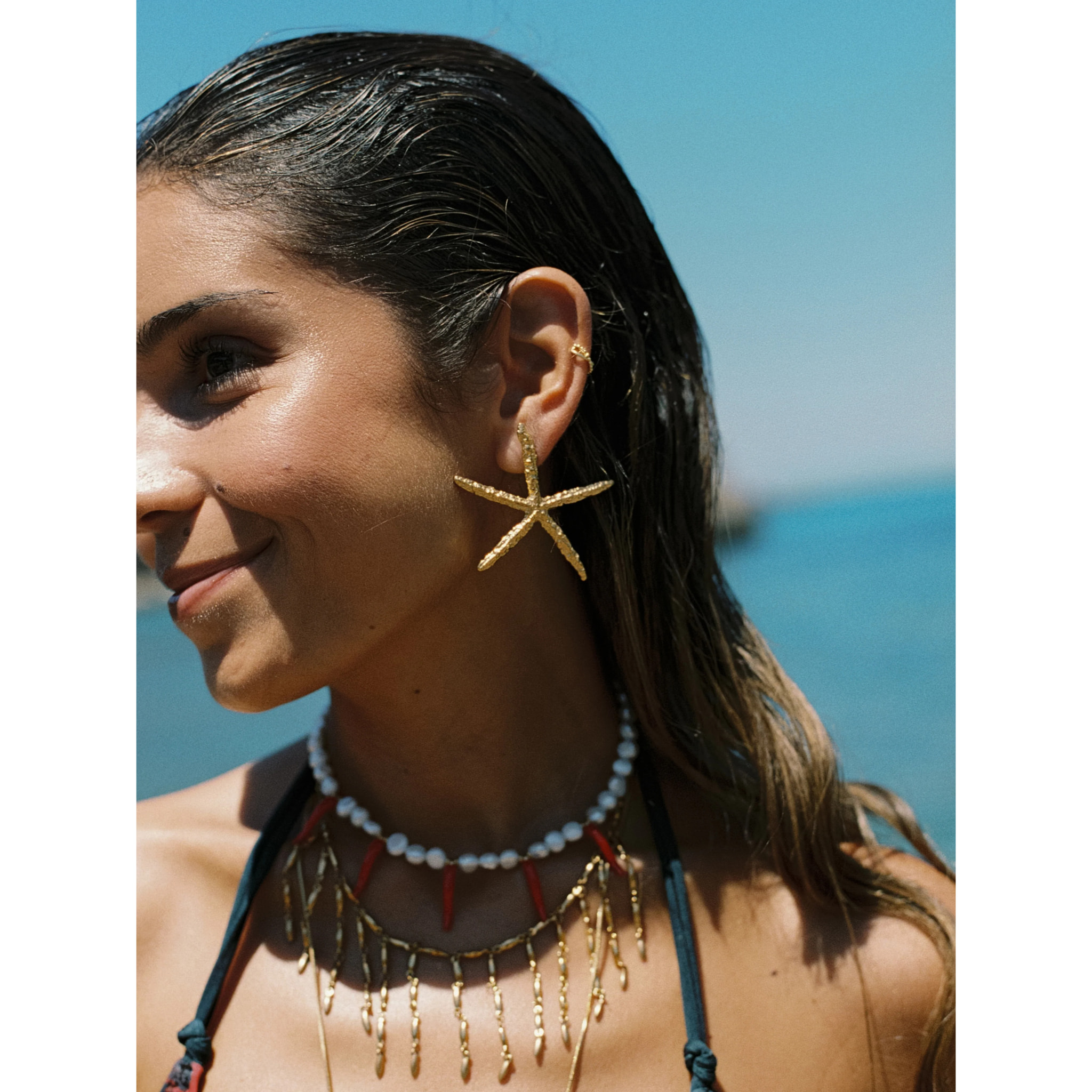 Pendientes Maxi Starfish Acero Baño Oro