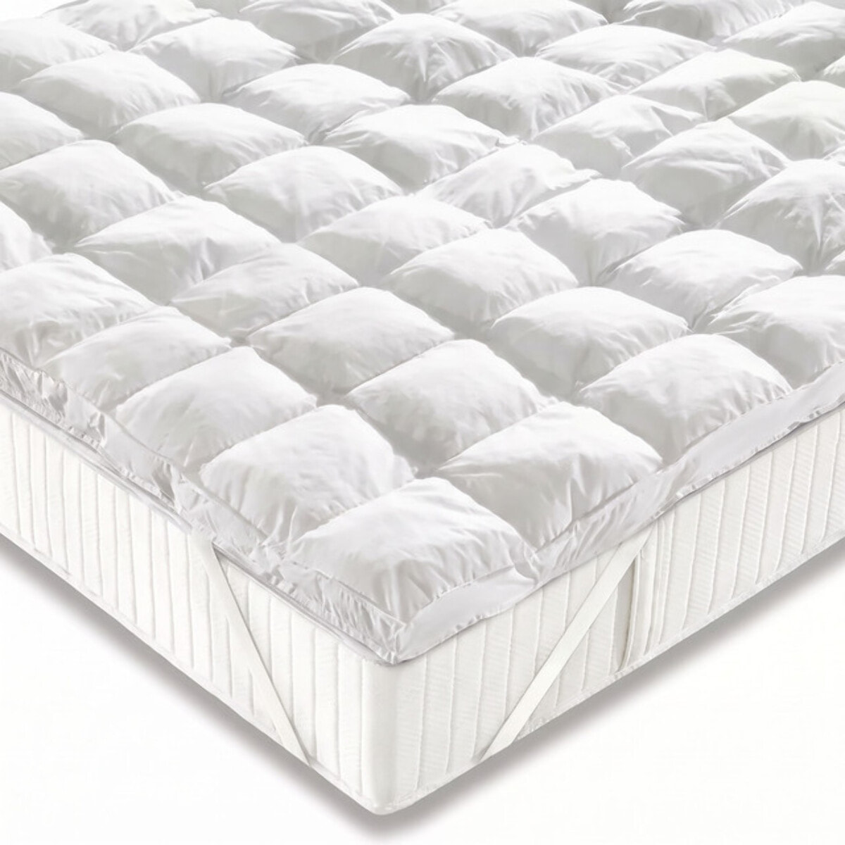 Topper Materasso Effetto Piuma in Microfibra con Imbottitura Siliconata 850 g/m², Impermeabile e Trapuntato con Angoli Elasticizzati, Extra Morbido e Confortevole