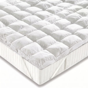 Topper Materasso Effetto Piuma in Microfibra con Imbottitura Siliconata 850 g/m², Impermeabile e Trapuntato con Angoli Elasticizzati, Extra Morbido e Confortevole