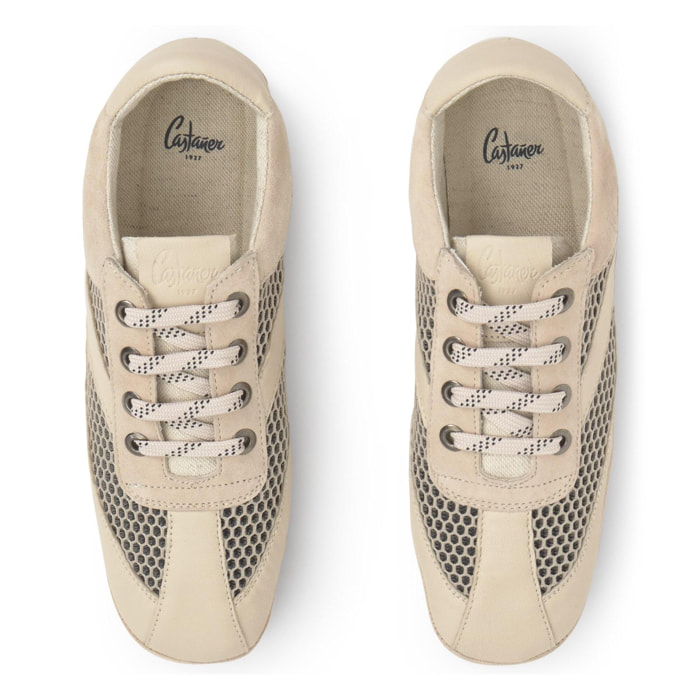 Sneaker Luisa en napa y ante con cierre de cordones