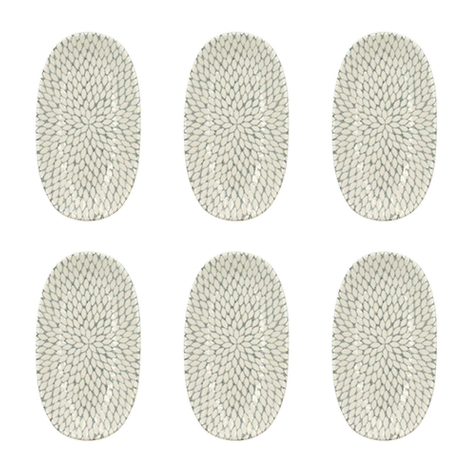 Lot de 6 assiettes ovales à motif en porcelaine 19cm JASMIN