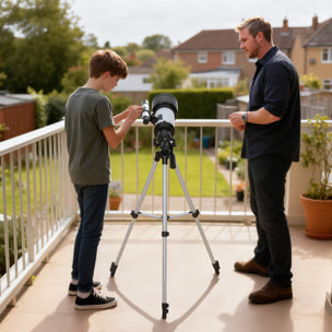 Telescopio Astronómico para Adultos y Principiantes, Apertura de 70 mm, 30X-300X, 300 mm Telescopio Refractor Astronómico Portátil, con Lente Barlow 3X, Nivel y Trípode Ajustable de Aluminio