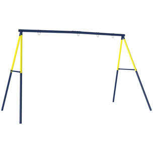 Portique balançoire double 4 crochets acier max. 150 Kg jaune bleu