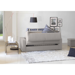 Divano Letto Alena, Divano a 2 posti, 100% Made in Italy, Sofà Soggiorno con apertura girevole, in tessuto imbottito, con Braccioli slim, Cm 160x95h90, Grigio