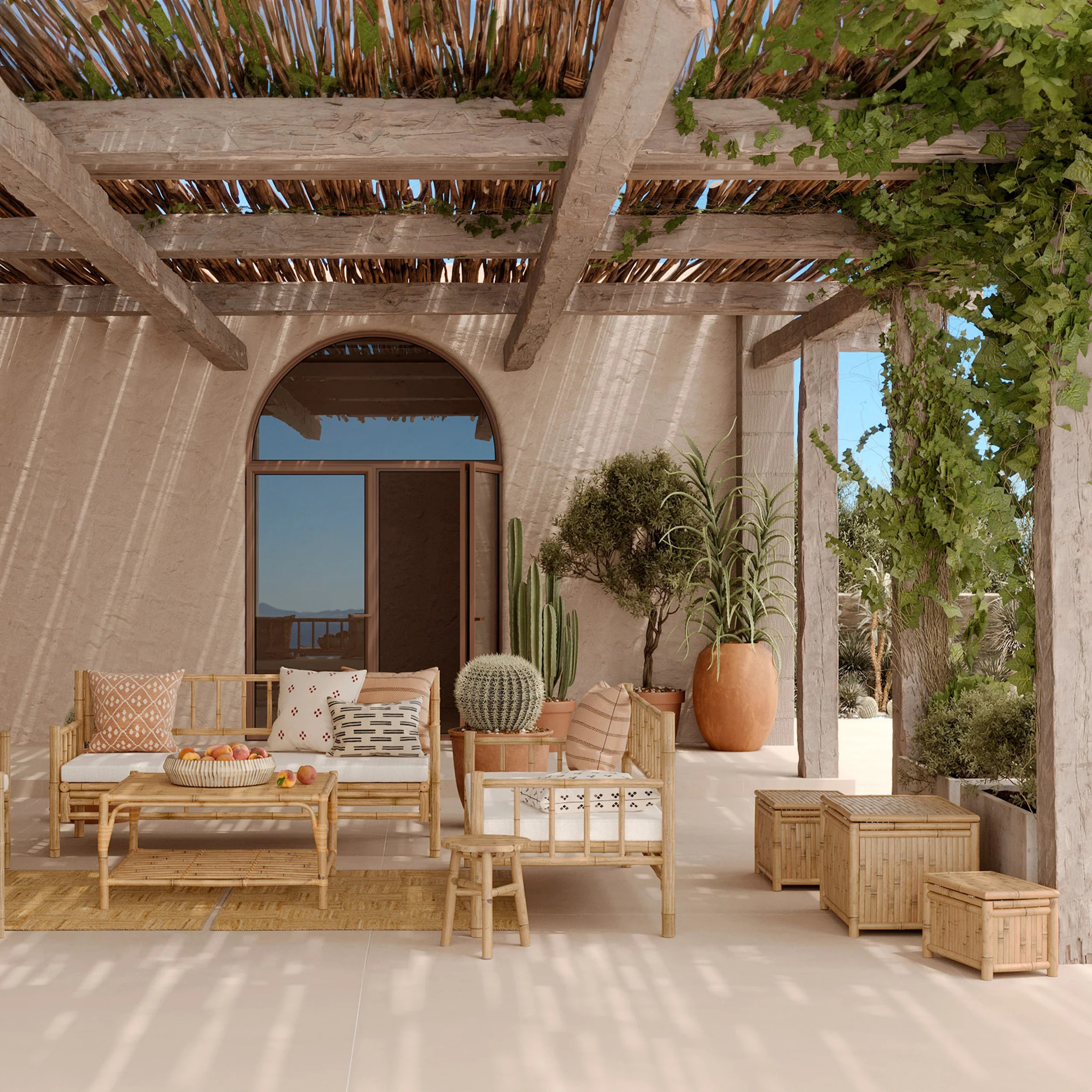 Lot de 3 coffres de jardin en bambou - Vadella