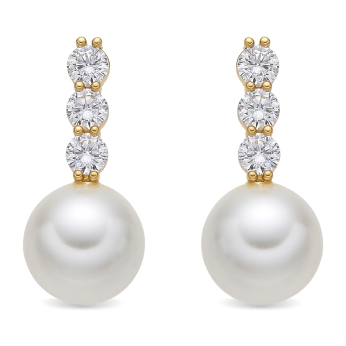 Pendientes acabado oro amarillo de 18k y Perla Blanca