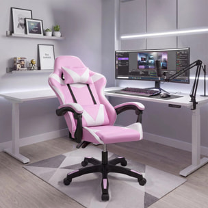 Silla gaming reclinable y con altura ajustable en rosa y blanco 117-128 cm Viper Rosa - Blanco
