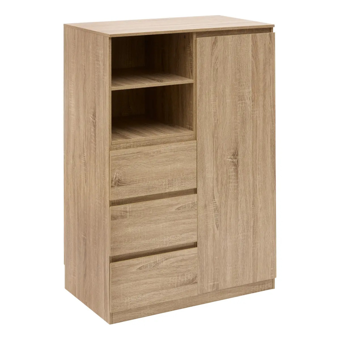 Penderie Dolo H.115cm 1 porte 3 tiroirs beige