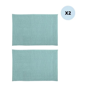 Lot de 2 tapis de bain CHENILLE 40x60 Vert Pastel MSV