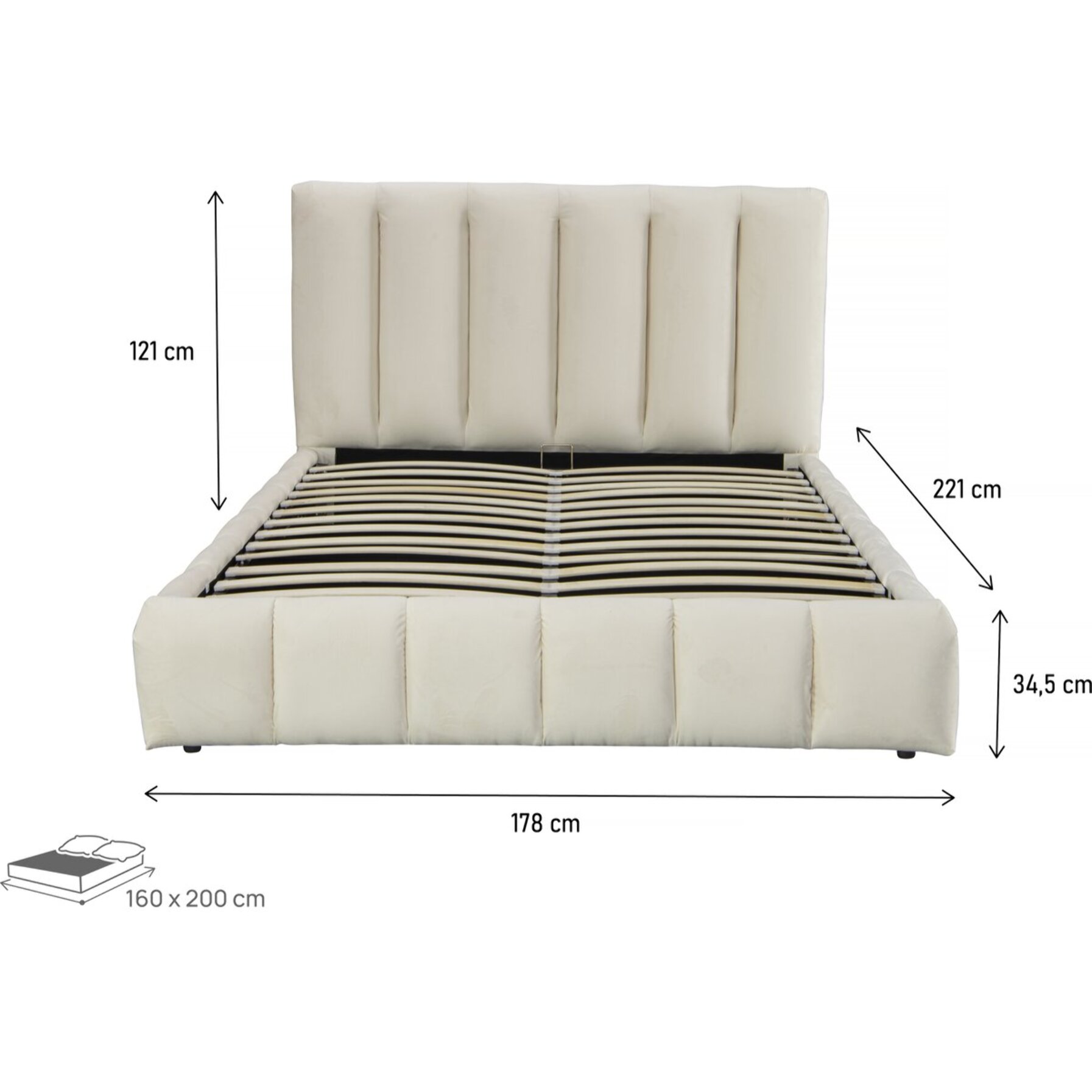 Lit avec coffre "Annie" 160 x 200 cm - Beige