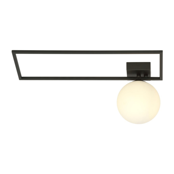 Lampada a parete IMAGO in acciaio nero opaco e vetro opale