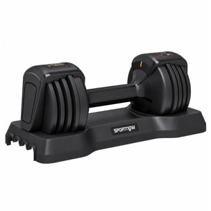 SPORTNOW Mancuerna Ajustable 11 kg con 5 Niveles de Peso, Pesas y Mancuernas, Sistema de Ajuste Rápido, Bloqueo de Seguridad, Agarre Antideslizante y Base, para Entrenamiento en Casa, Gimnasio