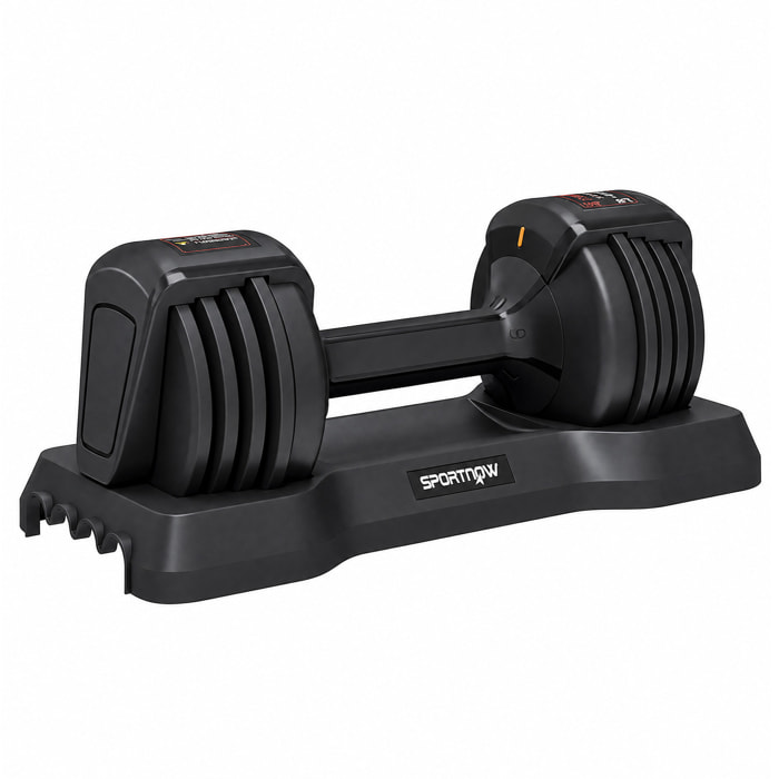 SPORTNOW Mancuerna Ajustable 11 kg con 5 Niveles de Peso, Pesas y Mancuernas, Sistema de Ajuste Rápido, Bloqueo de Seguridad, Agarre Antideslizante y Base, para Entrenamiento en Casa, Gimnasio