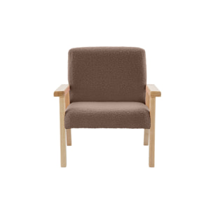 Fauteuil enfant en bois et tissu bouclette taupe. ISAK L 47 x P 43.5 x H 50cm