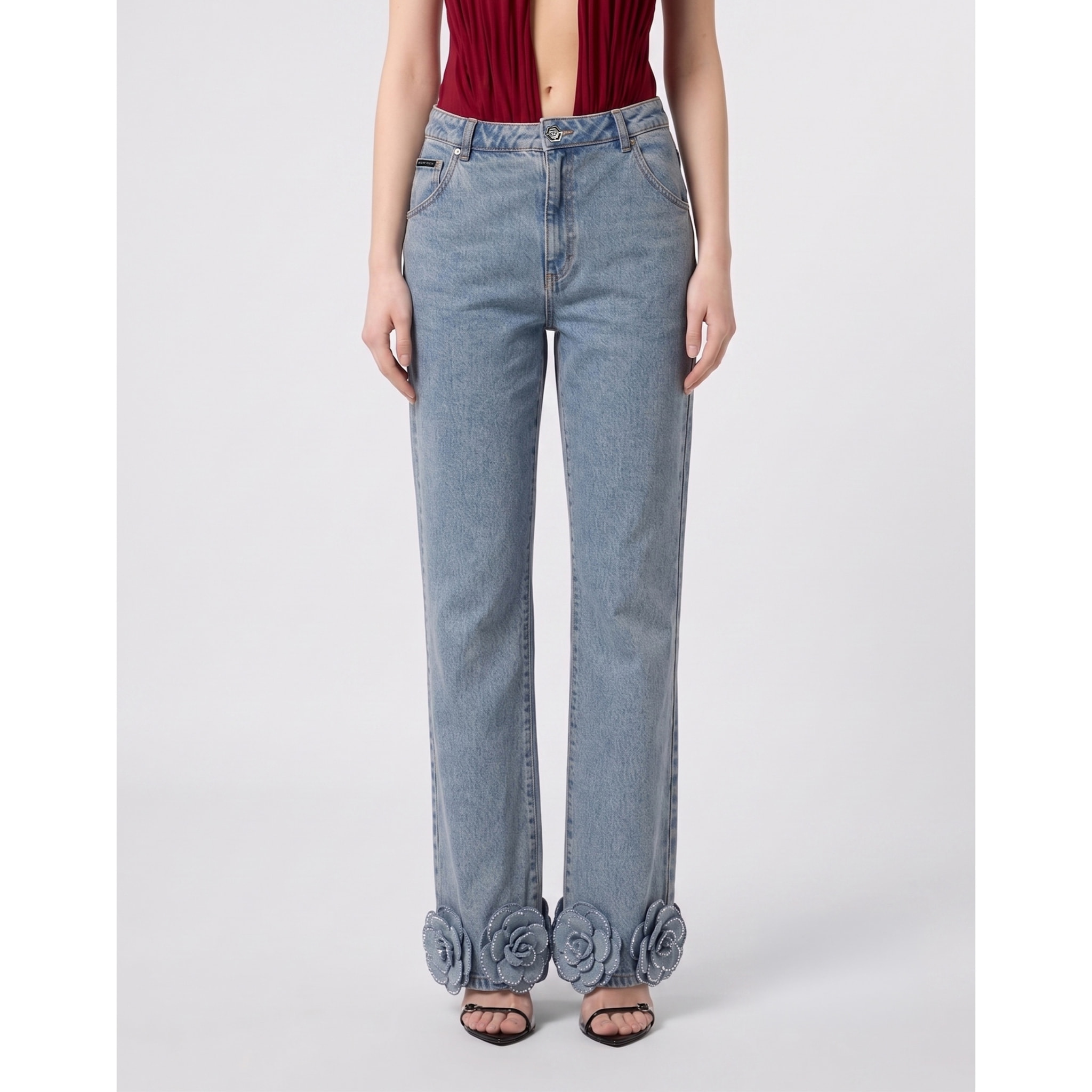 PHILIPP PLEIN Vaqueros de corte recto ROSES