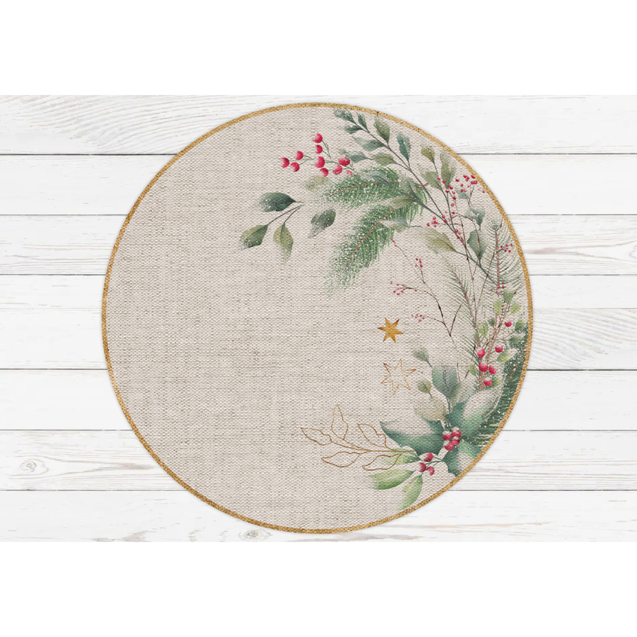 VINILIKO, set de 4 individuales de mesa Circular Ramo Navideño 4u-[Diam] 40 cm