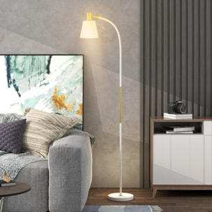 Lámpara de Pie LED Lámpara de Pie Salón con Altura Ajustable Pantalla Interruptor Basculante para Sala de Estar Oficina Dormitorio Blanco y Dorado