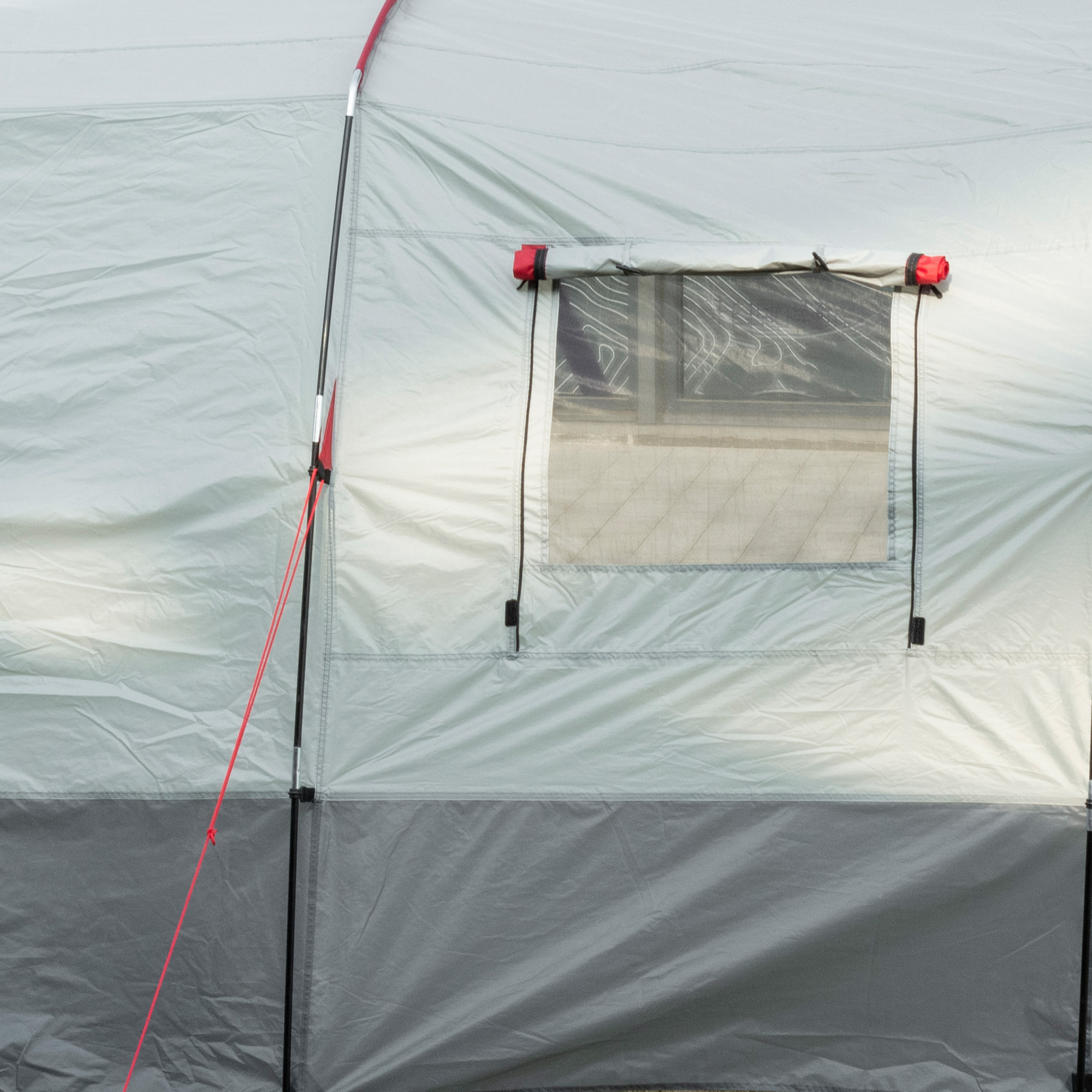 Tente de camping familiale 6-8 personnes - portes, fenêtres, sac de transport - dim. 5,1 x 2,4 x 1,8 cm - gris clair